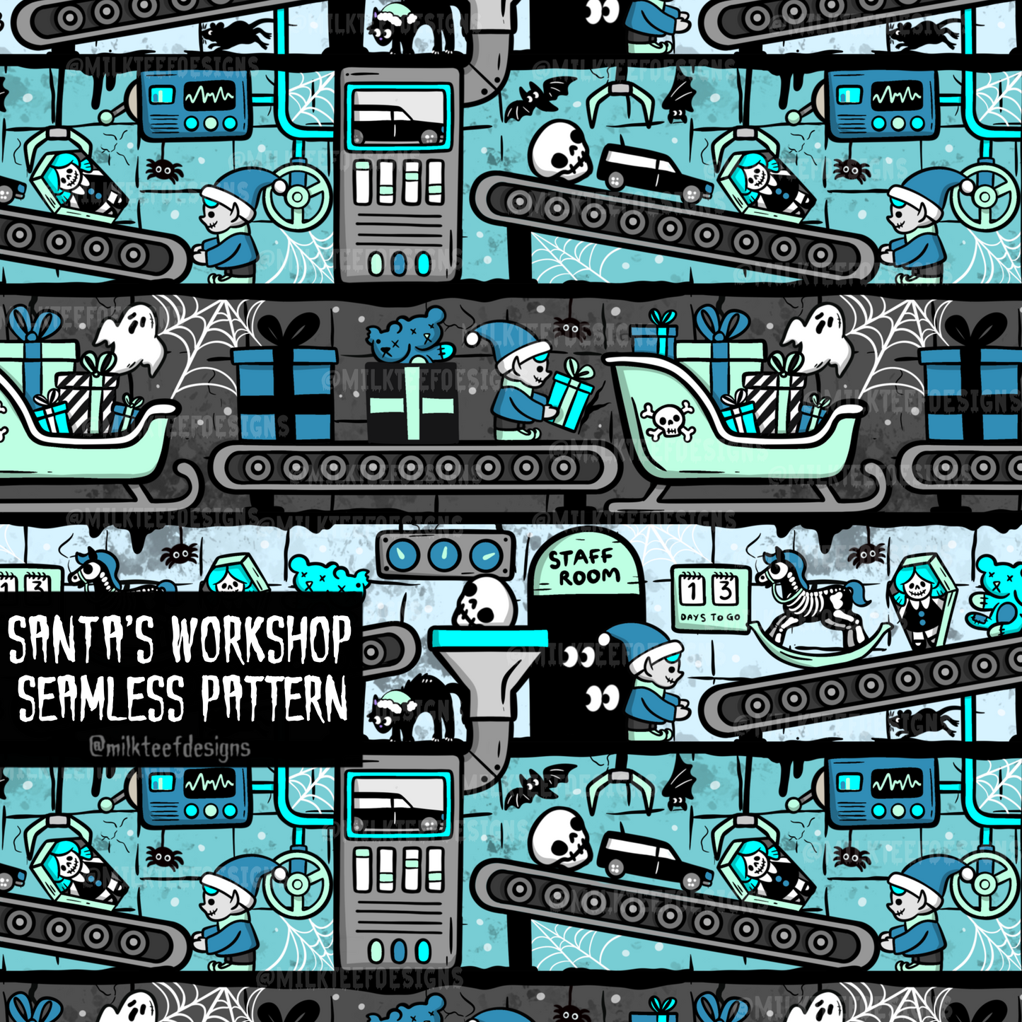 Santa's Workshop  / Seamless Pattern