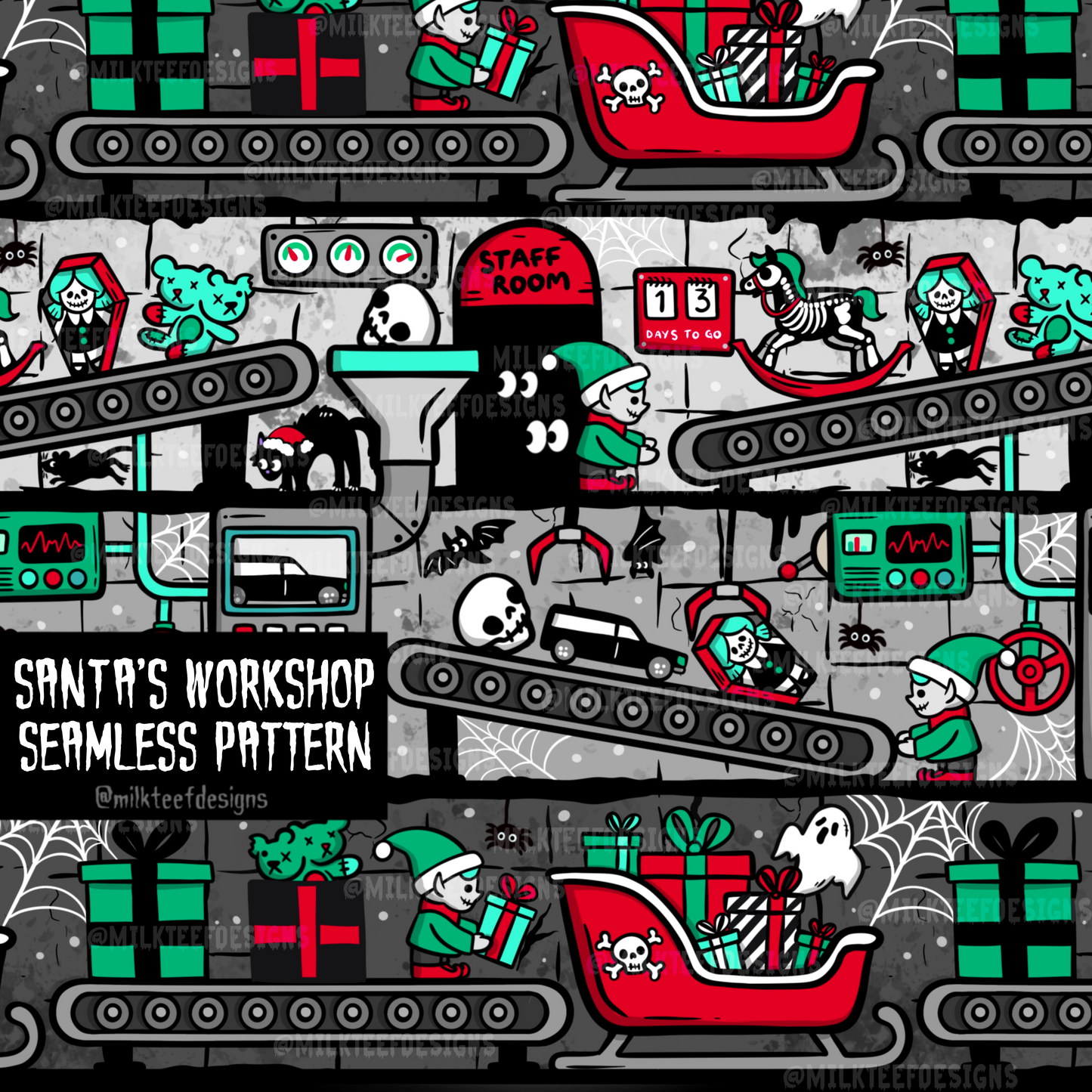 Santa's Workshop  / Seamless Pattern