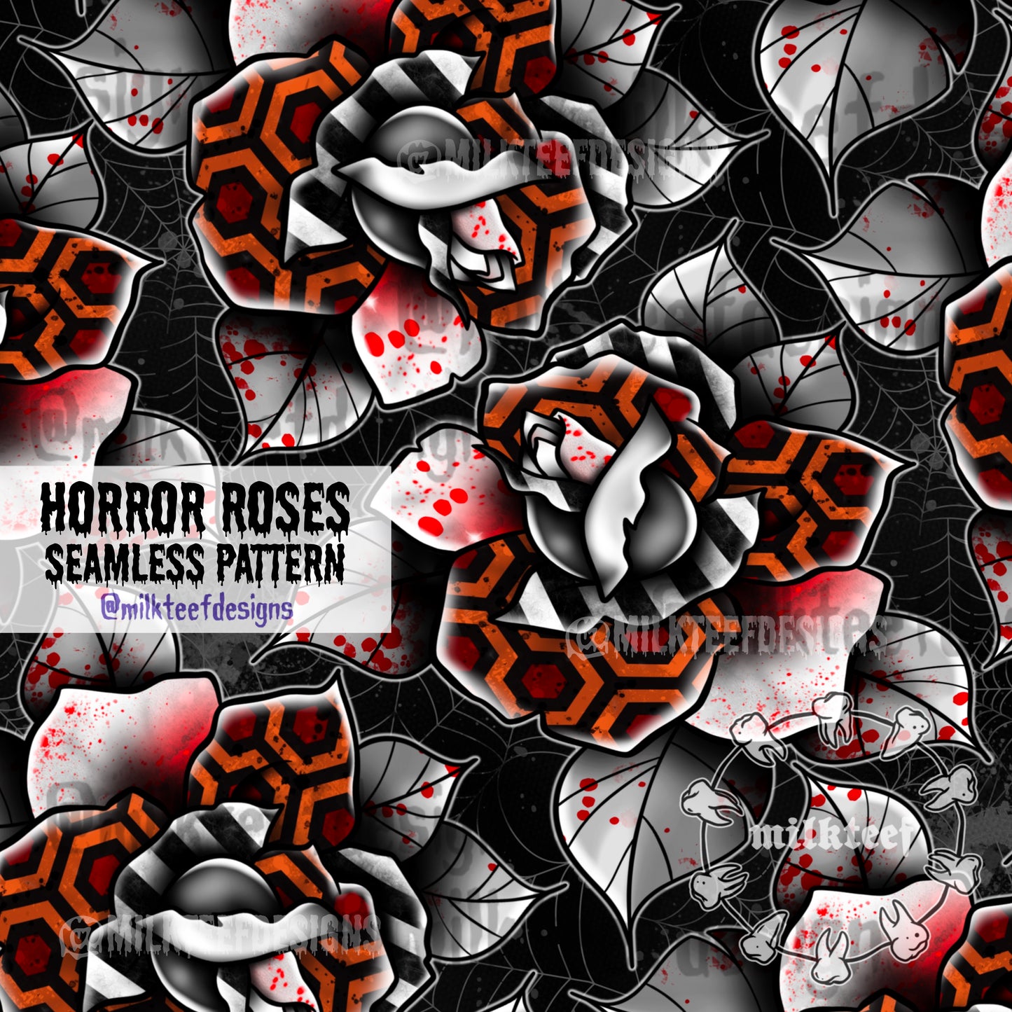 Horror Roses / Seamless Pattern