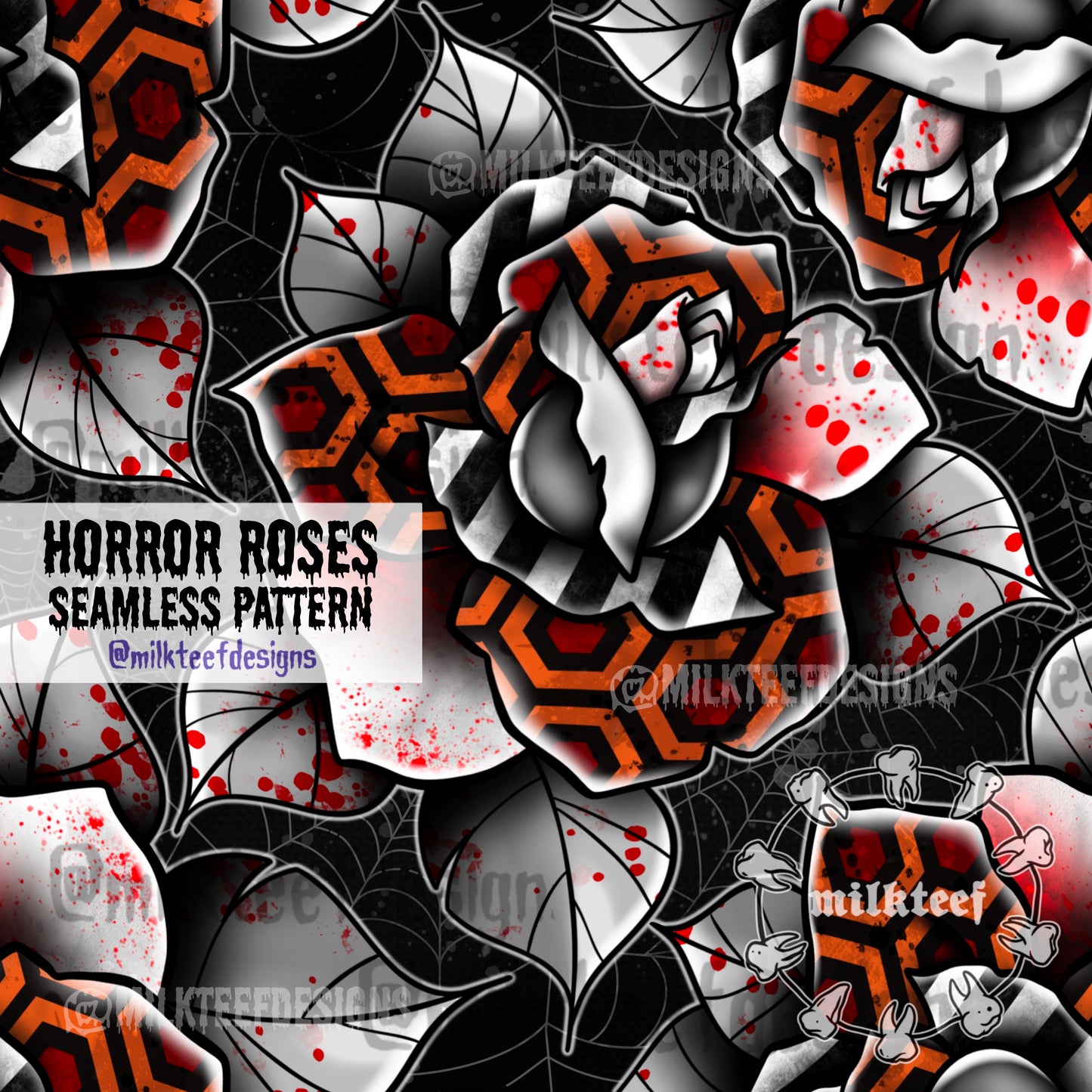 Horror Roses / Seamless Pattern