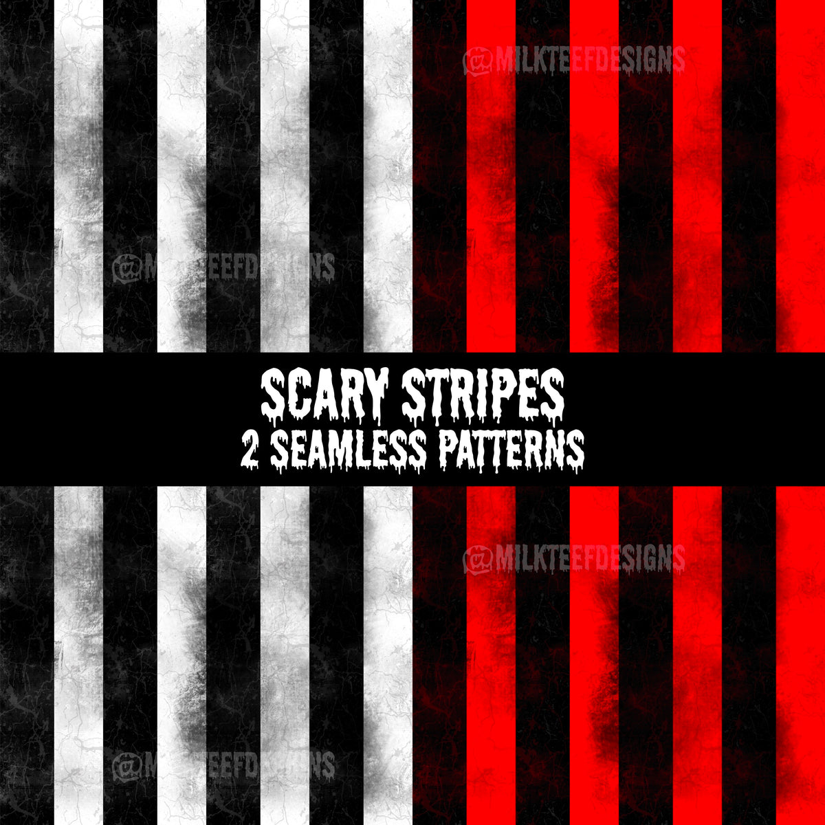 Scary Scars Pattern Scary Stripes (horror co-ord) / 2x Seamless Pattern – milkteefdesigns