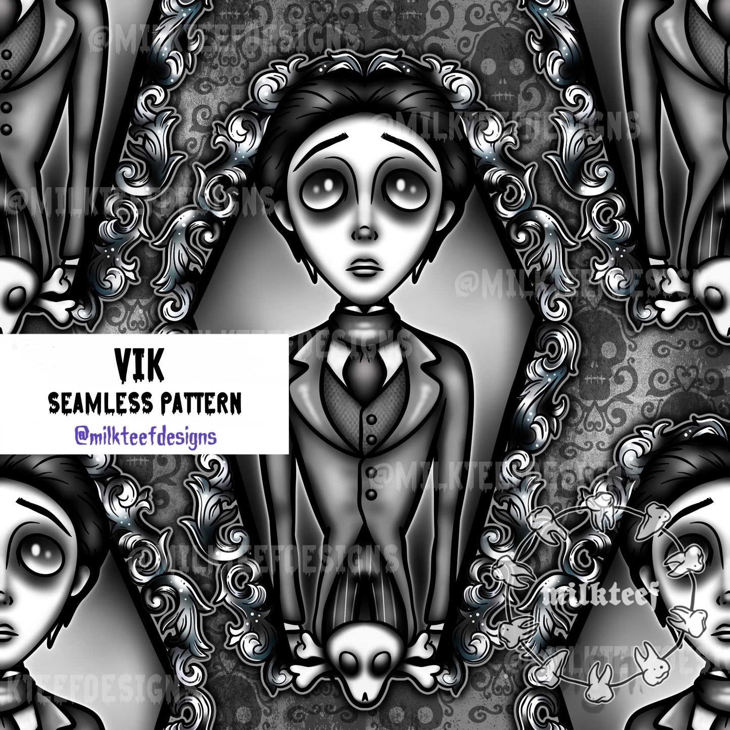 Corpse Girl & Vik Duo / 2x Seamless Pattern