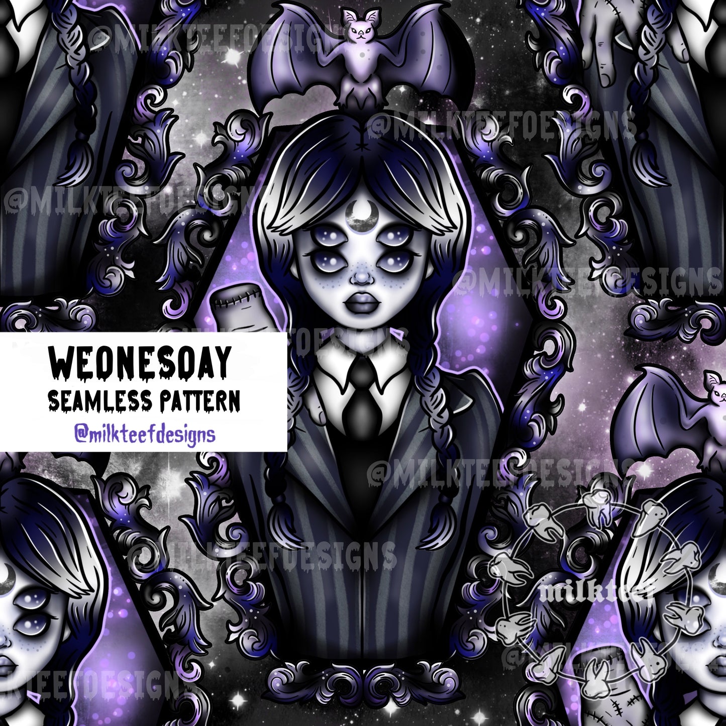 Wednesday & Enid Duo / 2x Seamless Pattern