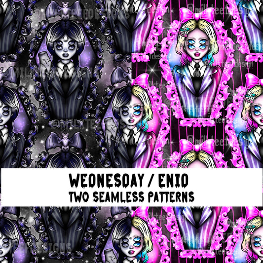 Wednesday & Enid Duo / 2x Seamless Pattern