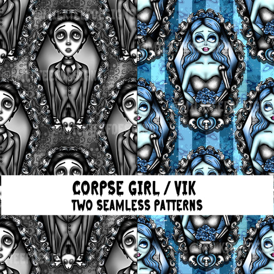 Corpse Girl & Vik Duo / 2x Seamless Pattern