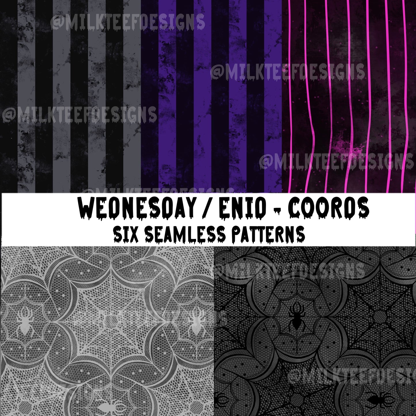 Wednesday & Enid Coords / 5 x Seamless Pattern