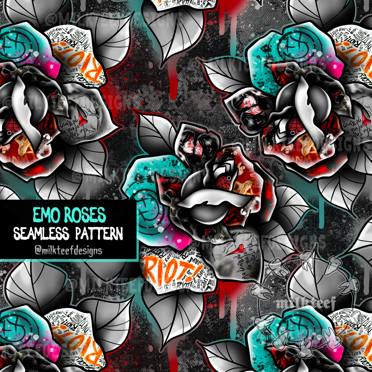 Emo Roses - Seamless Pattern