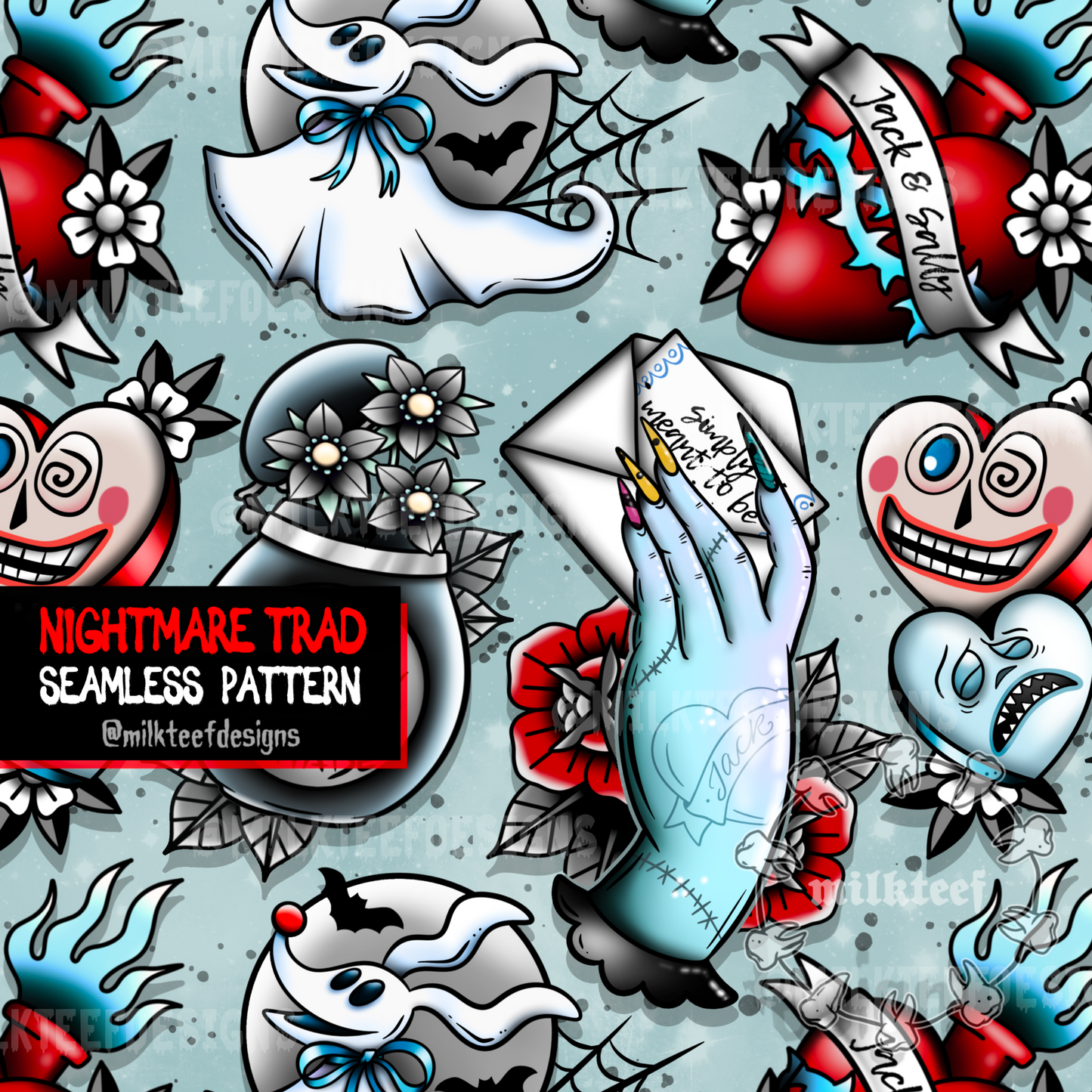 Nightmare Trad - Seamless Pattern