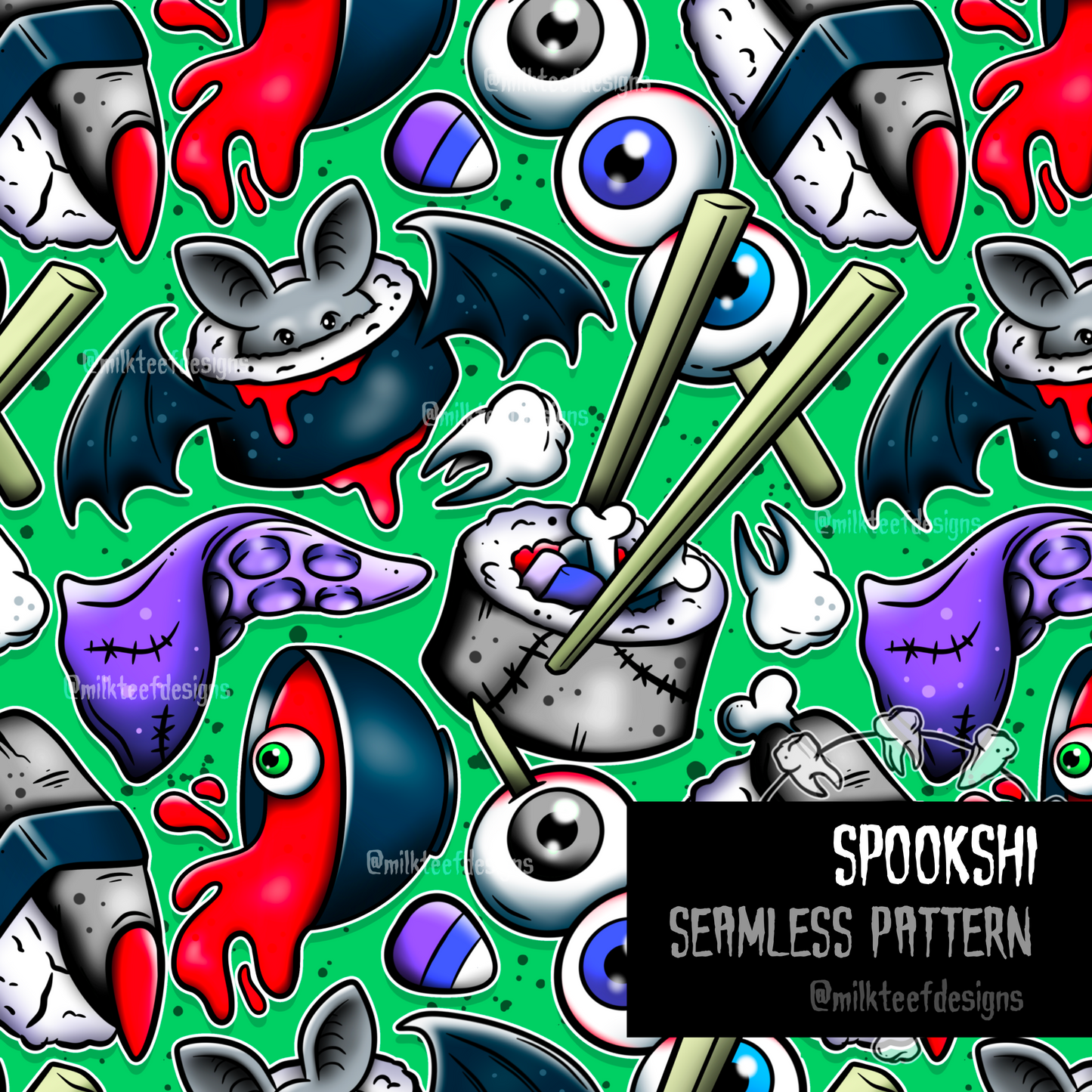Spookshi - Seamless Pattern (choose colourway)