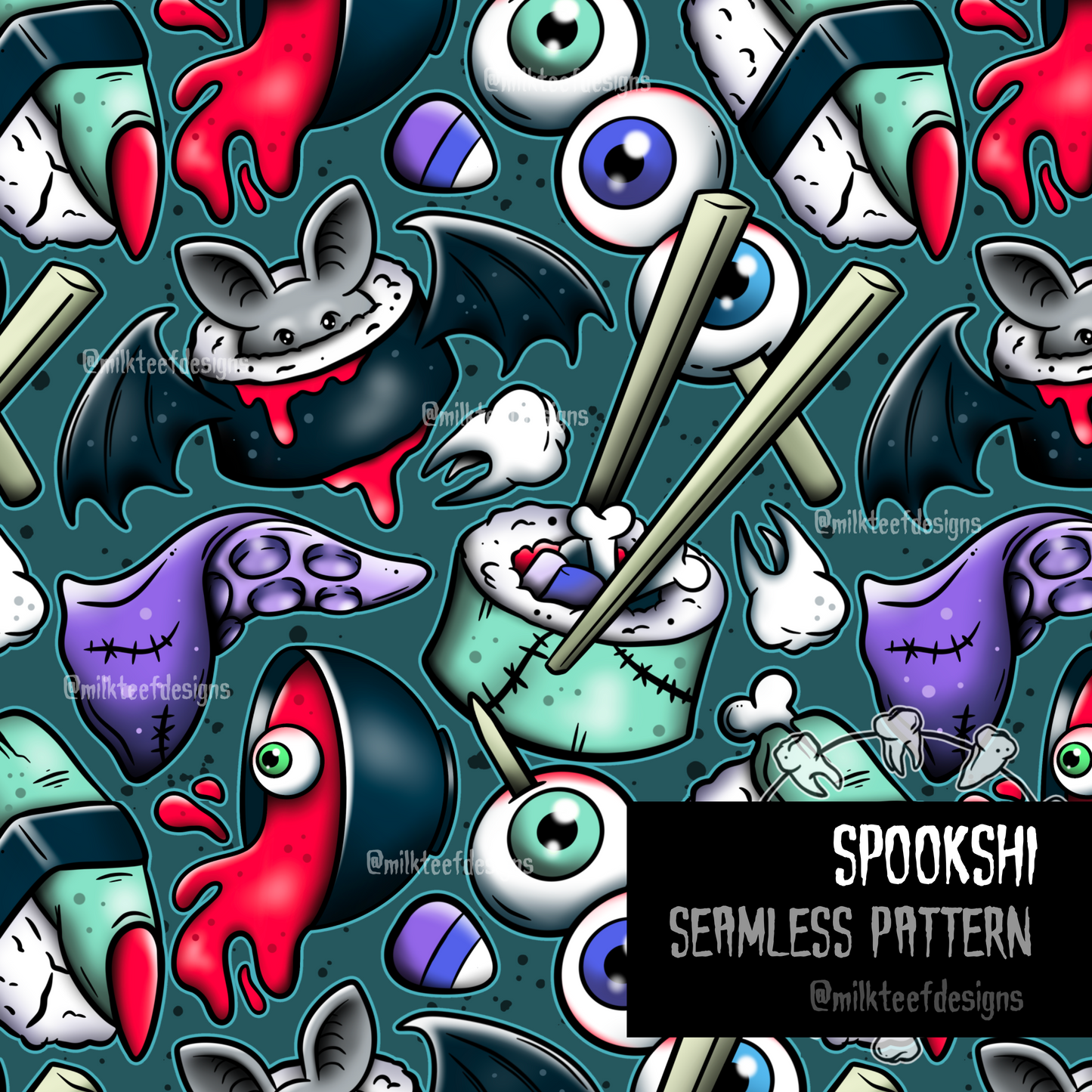 Spookshi - Seamless Pattern (choose colourway)