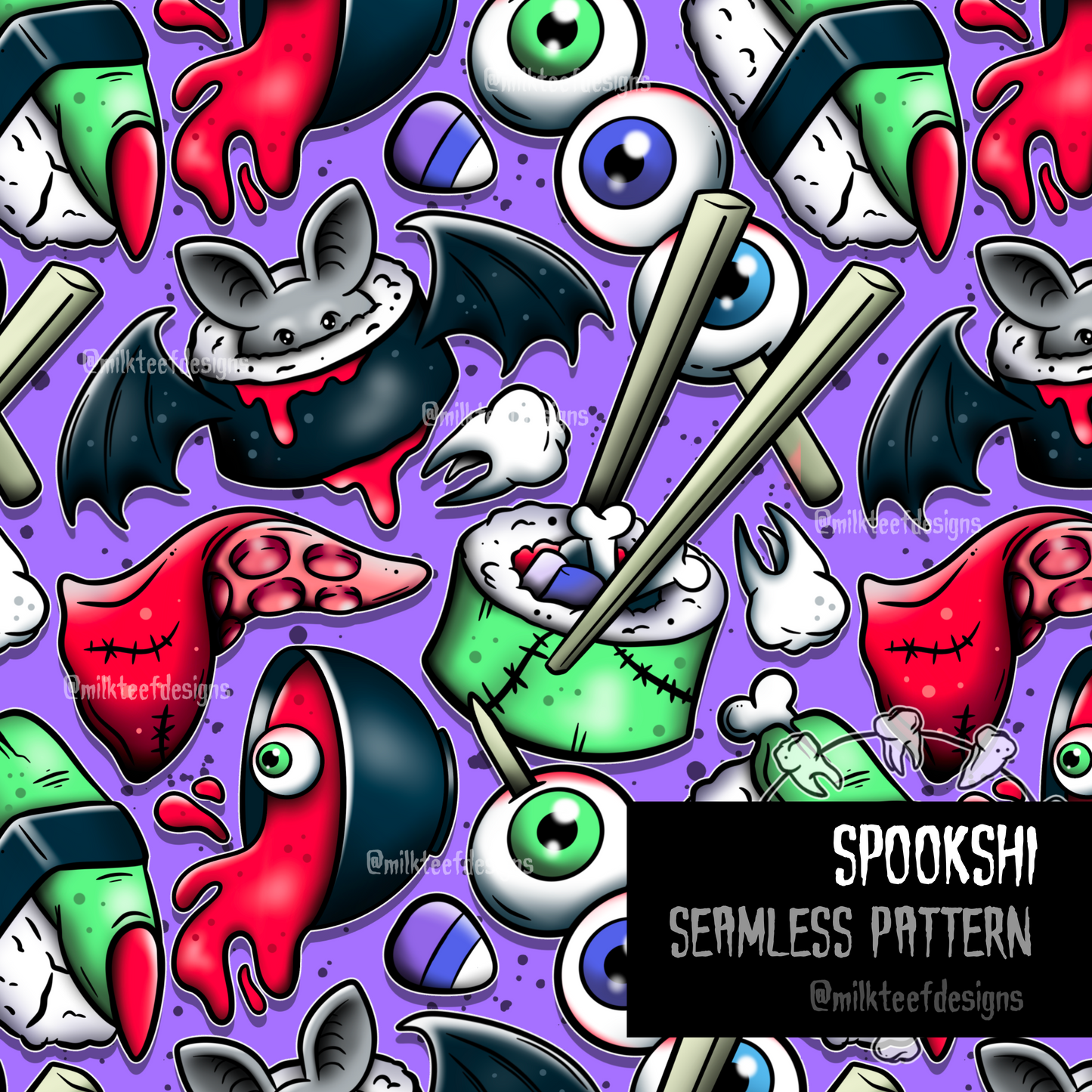 Spookshi - Seamless Pattern (choose colourway)