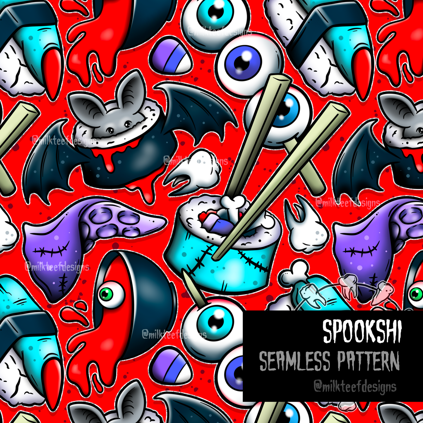 Spookshi - Seamless Pattern (choose colourway)