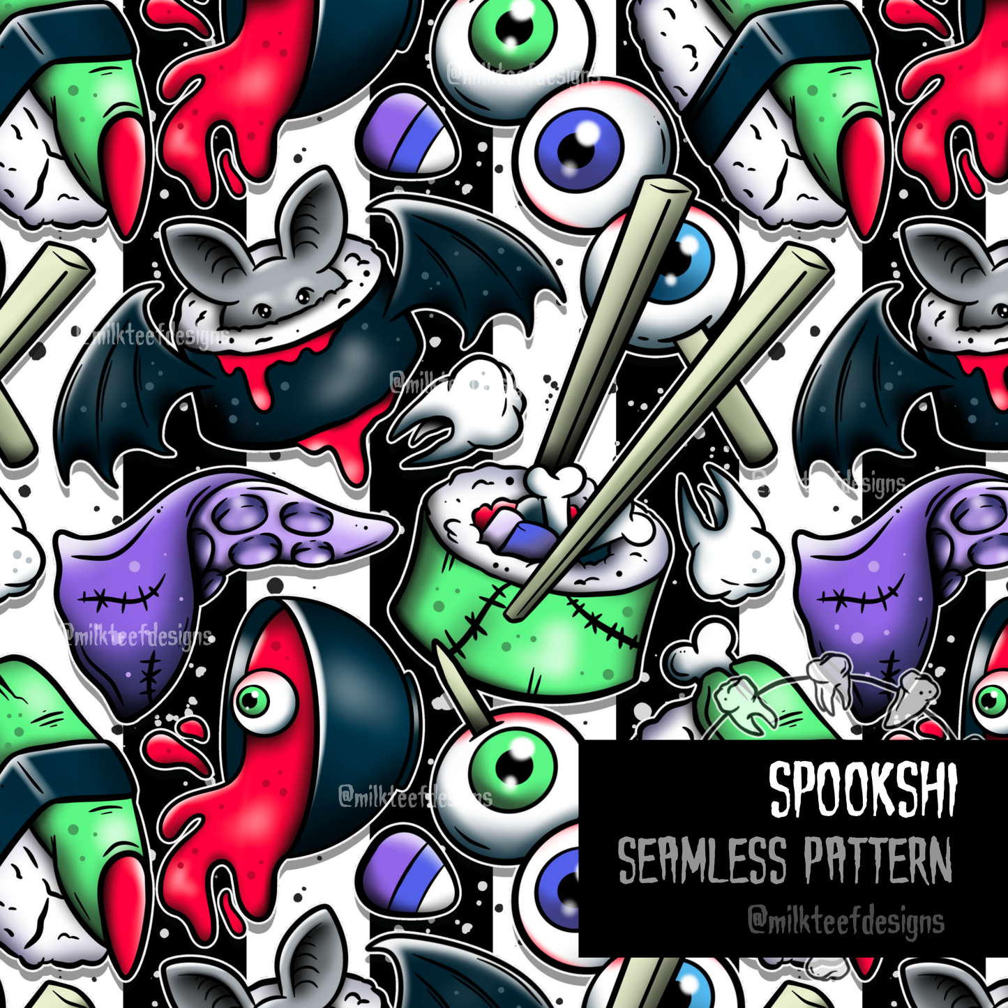 Spookshi - Seamless Pattern (choose colourway)
