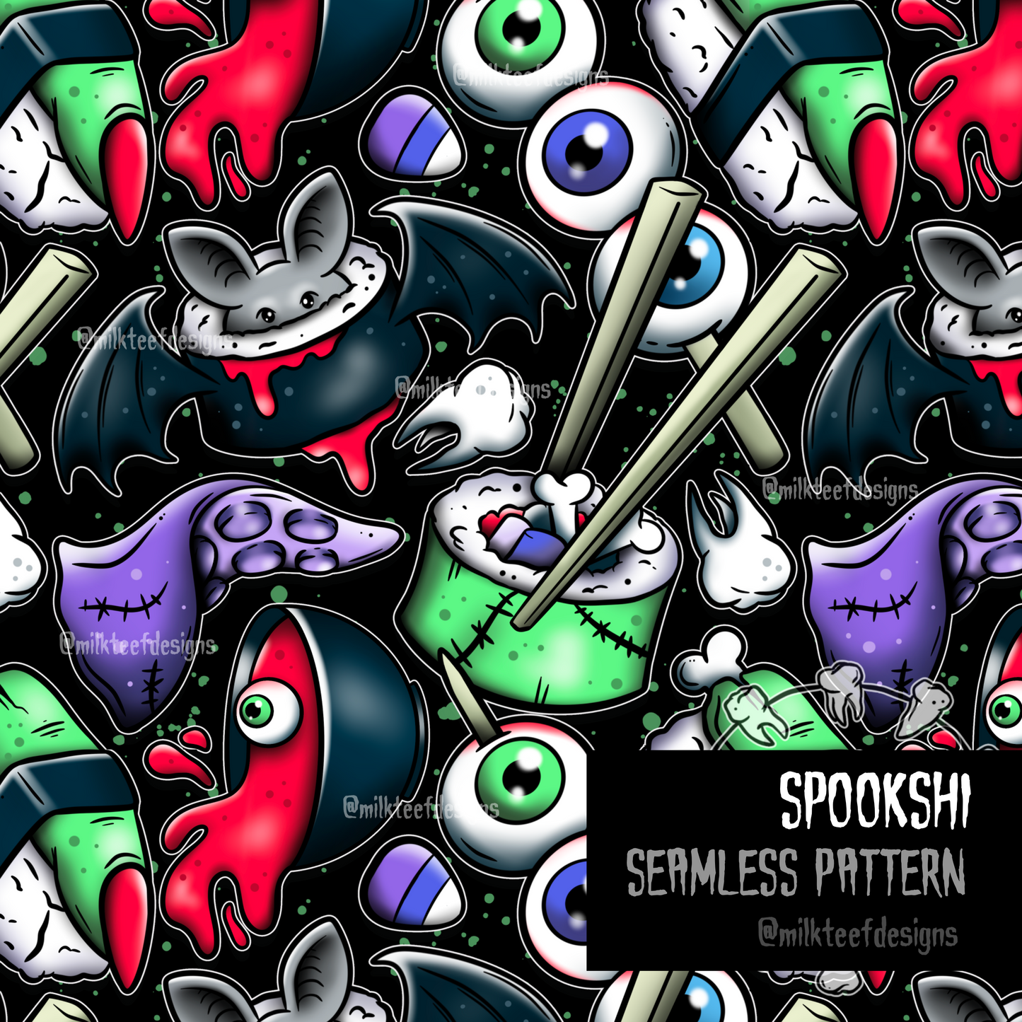 Spookshi - Seamless Pattern (choose colourway)
