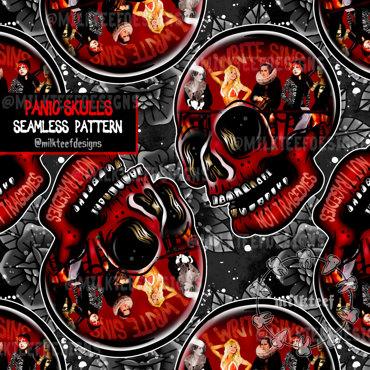 Panic Skulls - Seamless Pattern