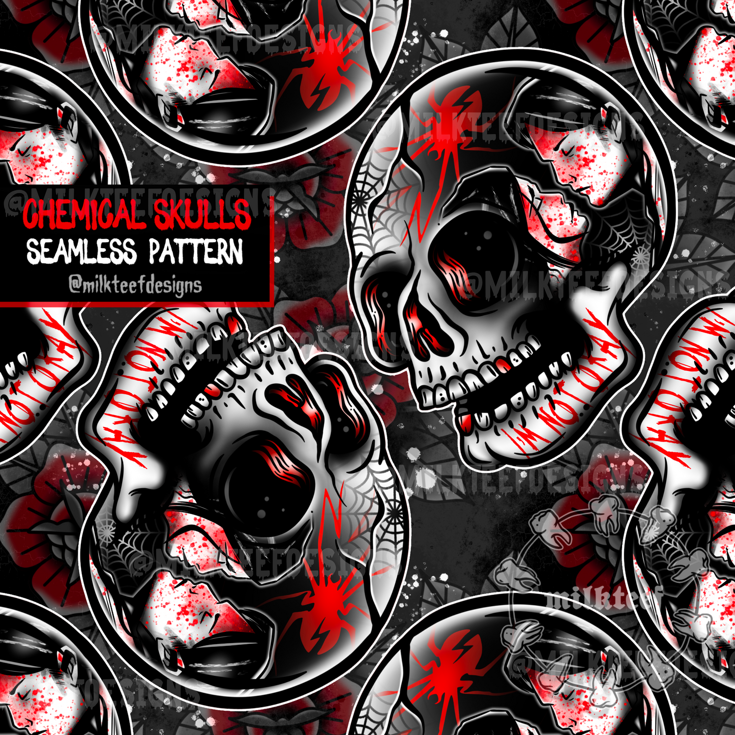 Chemical Skulls - Seamless Pattern