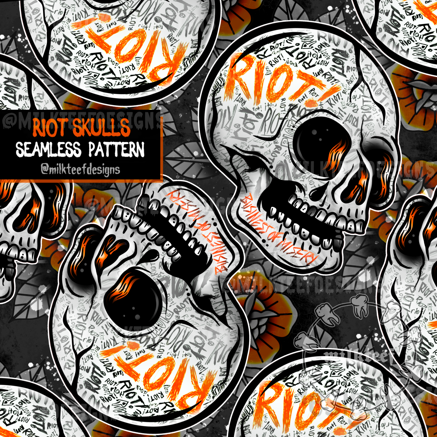 Riot Skulls - Seamless Pattern